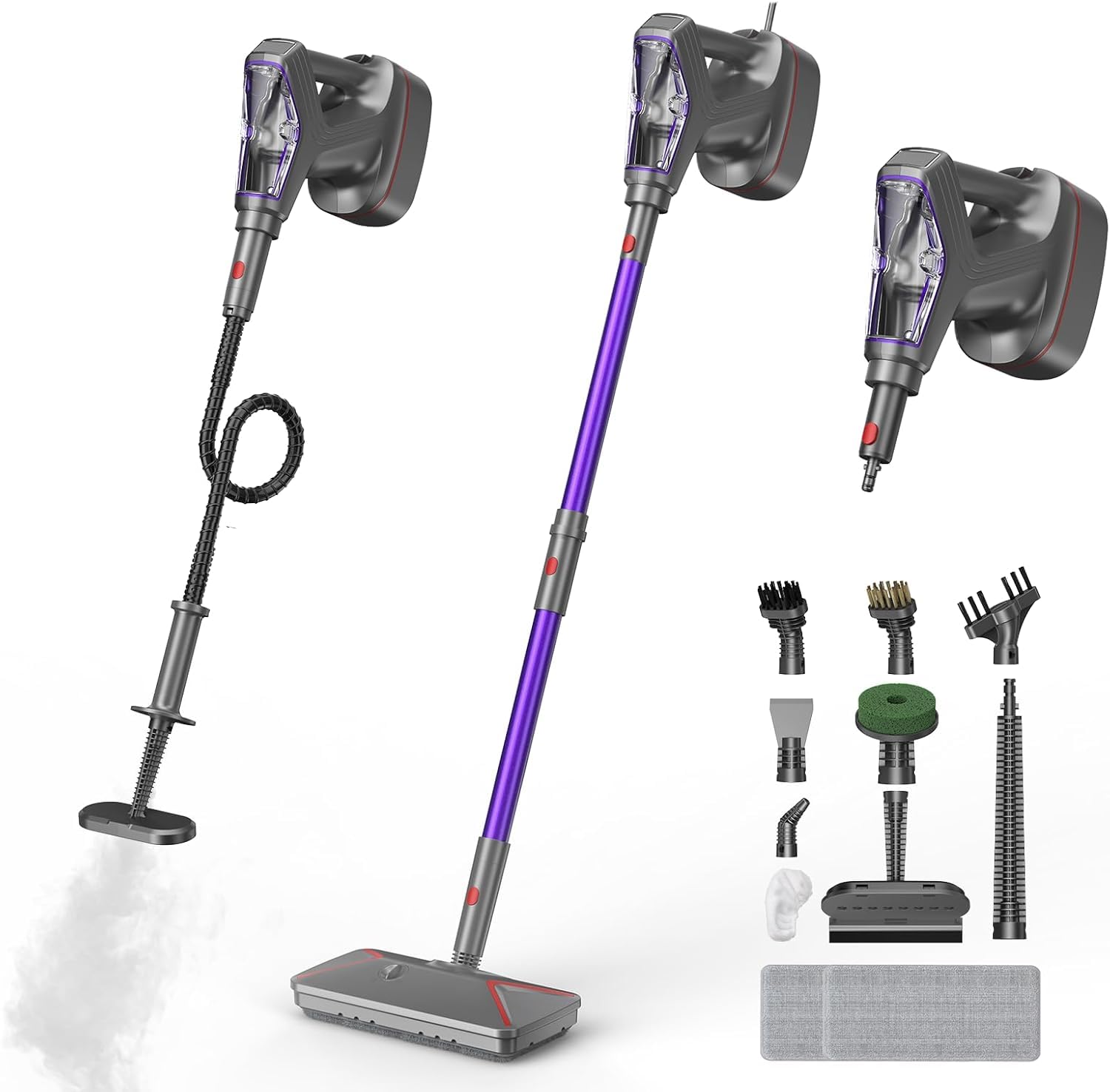 Dampfreiniger Brand X 1500 W, leistungsstarker multifunktionaler Dampfreiniger, für alle Böden und Möbel, 29 Zubehörteil