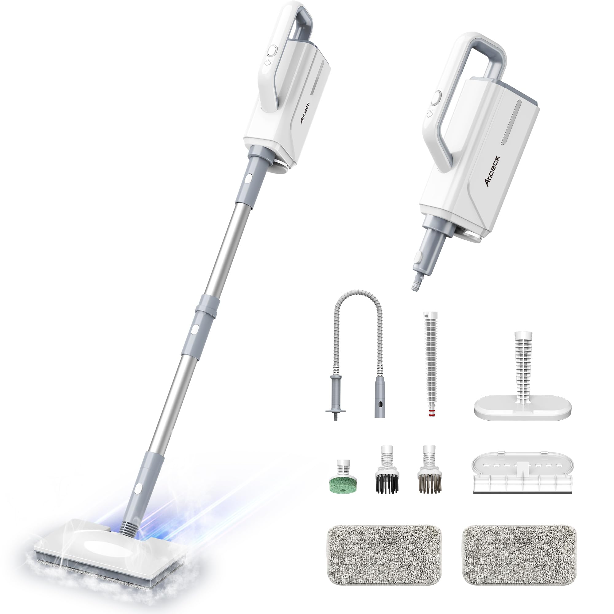 Multifunktionaler Dampfreiniger Ariceck FV07 – 99,9%* Desinfektion, 15-Sekunden-Aufheizzeit, 250-ml-Wassertank, für Hart